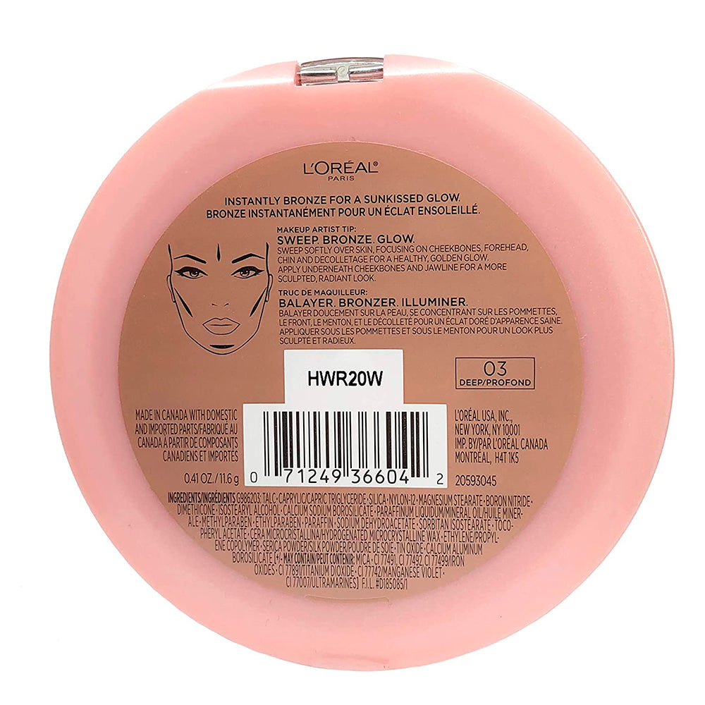 L'Oreal True Match Lumi Bronze It Bronzer. For Face and Body. Deep Glow. 0.41 oz
