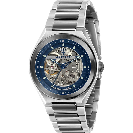 Maserati Triconic Silver Stainless Steel & Skeleton Dial Mens Watch. R8823139003