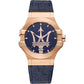 Maserati Potenza Rose Gold Stainless Steel, Blue Leather Mens Watch. R8851108027