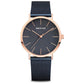 Bering Time Classic Polished Rose Gold Steel & Blue Dial Womens Watch. 13436-367