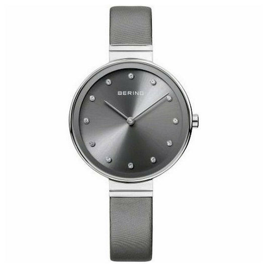 Bering Time Classic Silver Steel Case and Grey Strap Women's Watch. 12034-609