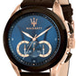 Maserati Traguardo Black Stainless Steel and Blue Bezel Men's Watch. R8871612024
