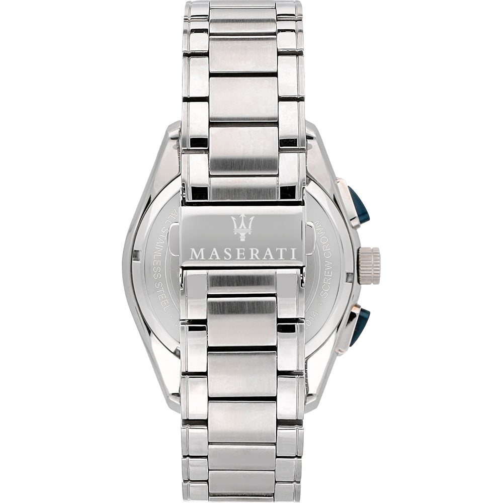 Maserati Traguardo Silver Stainless Steel & Black Bezel Men's Watch. R8873612014