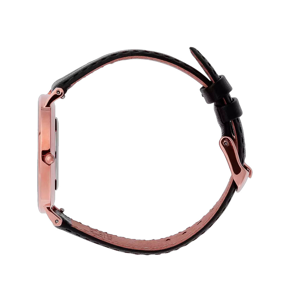 ICE Smoky Eye Rose Gold Stainless Steel Case & Black Strap Women's Watch. 015755