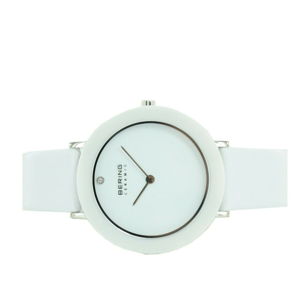 Bering Time Ceramic Stainless Steel Case & White Strap Women'S Watch. 11435-654