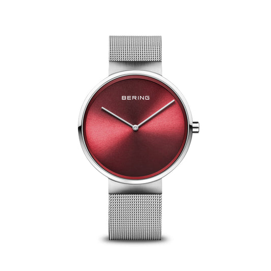 Bering Time Classic Silver Stainless Steel and Red Dial Women's Watch. 14539-003