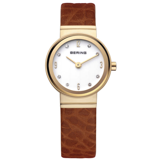 Bering Time Classic Rose Glänzend Steel and Brown Strap Women's Watch. 10122-534