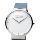 Bering Time Max René Polished Silver Steel Case, Blue Strap Mens Watch 15540-700