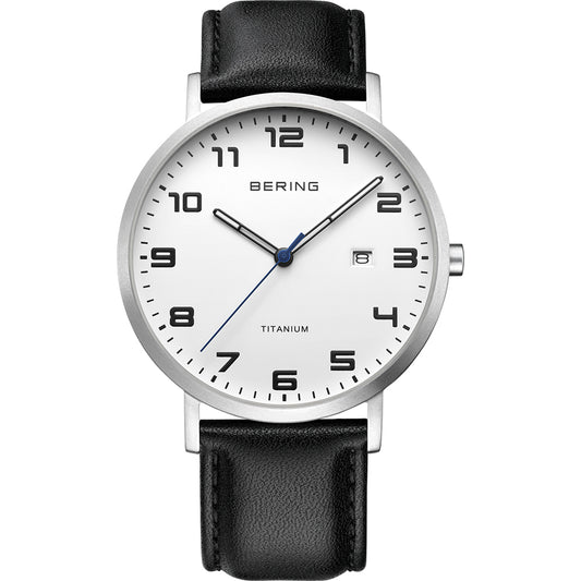 Bering Time Polished Silver Titanium Case with White Dial Men's Watch. 18640-404