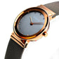 Bering Time Classic Collection, Stainless Steel Case and Milanese Bands Women's Watch Rosegold/Brown 10126-369