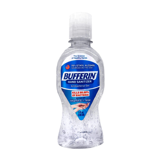 Bufferin Hand Sanitizer Gel with Aloe and Vitamin E. High Efficiency. 8 oz