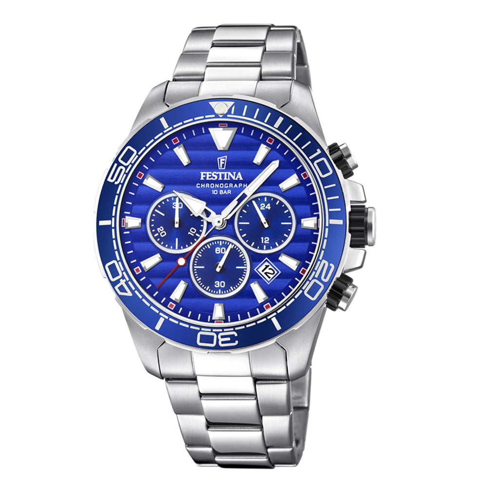 Festina Prestige Silver and Strap Men's Chronograph Watch. F20361-2
