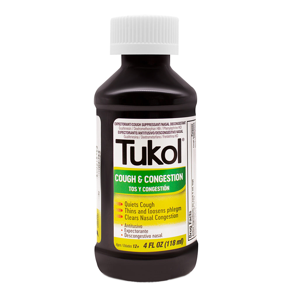 Tukol Cough & Congestion Cold Syrup. Effective Expectorant and Antitussive. 4 oz