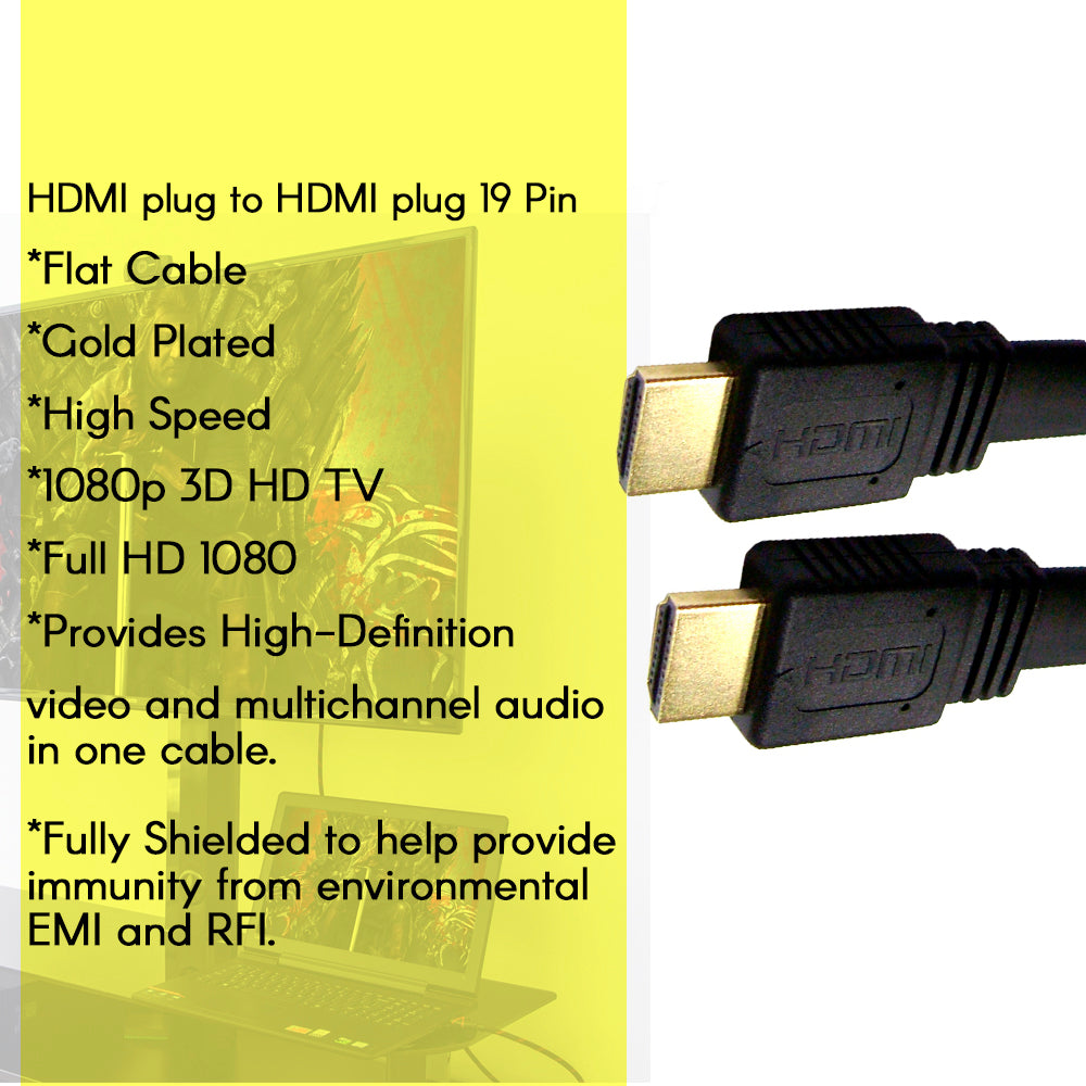 Axxis Hdmi Flat Cable - Gold Plate - 6 feet - 2 meters