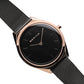 Bering Time Ultra Slim Rose Gold Steel and Black Dial Unisex Watch. 17031-166