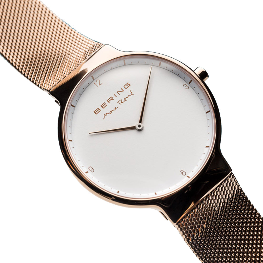 Bering Time Max René Collection. Stainless Steel Case and Milanese Bands Rosegold Men's Watch 15540-364