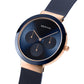 Bering Time Rose Gold Steel Case with Blue Ceramic Bezel Womens Watch. 35036-367
