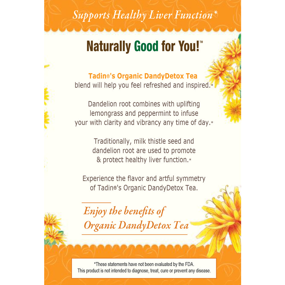 Tadin Dandy Detox Organic Herbal Tea. Liver Support & Detox Supplement. 20 Bags