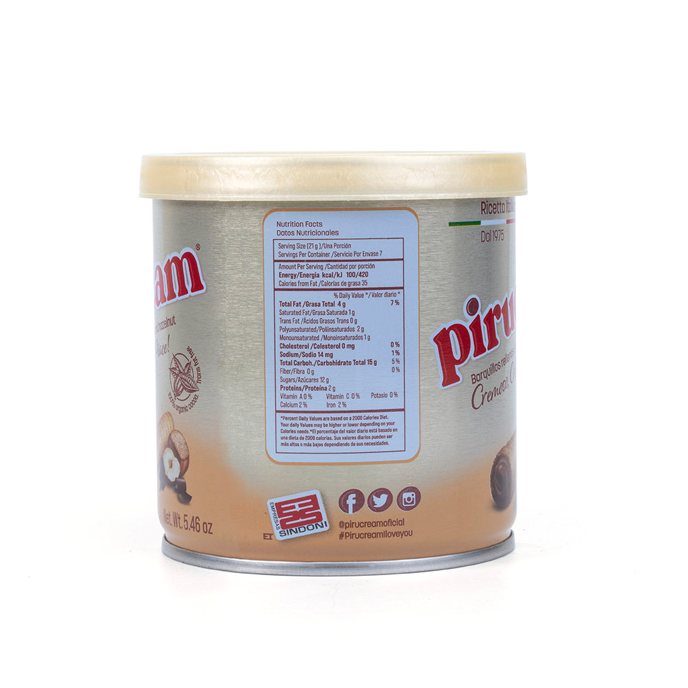 Pirucream Chocolate and Hazelnut Filled Rolled Wafer Can 5.46 Oz
