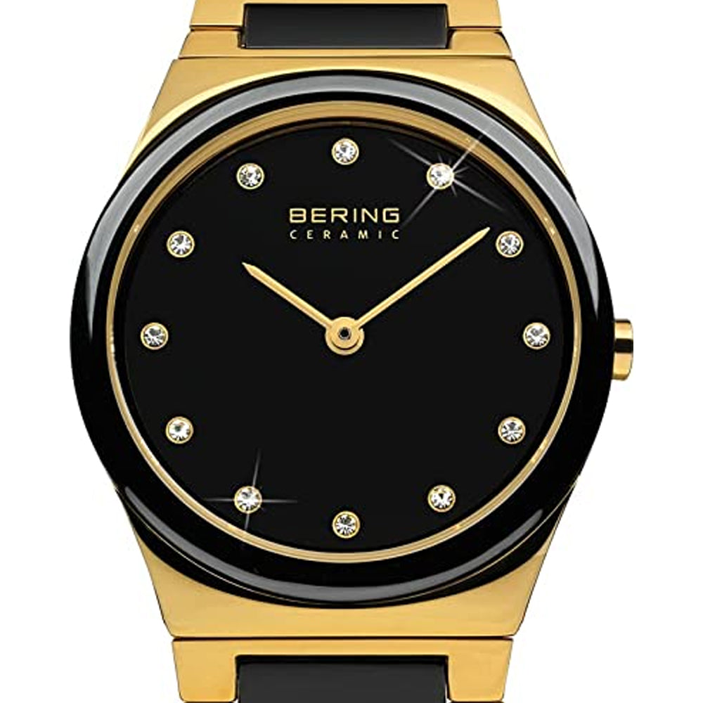 Bering Time Gold Steel Case & Strap with Ceramic Links Women's Watch. 32230-741